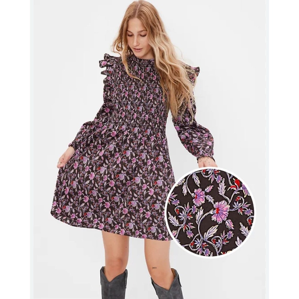 NWOT GAP XS Smocked‎ Ruffle Sleeve Mini Dress
